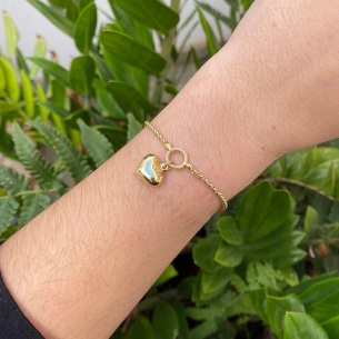 Pulseira Palmeira com Coração Ouro 18k