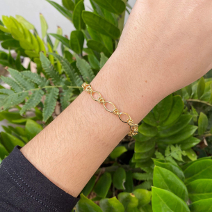 Pulseira Trabalhada com Elos Ouro 18k