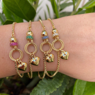 Pulseira Milano com Pingentes Diversos Ouro 18k
