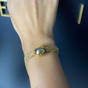 Pulseira Cordão Baiano com Bola Lisa Ouro 18k