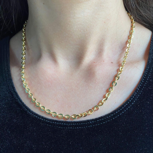 Corrente Malha Bailarina Grossa 45cm Ouro 18k