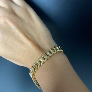 Pulseira Malha Groumet Grossa Ouro 18k
