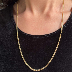 Corrente Groumet Fina Masculina Ouro 18k
