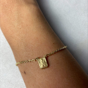 Pulseira Escapulário Infantil Sagrado Coração de Jesus e Nossa Senhora Malha Bailarina Ouro 18k