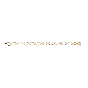 Pulseira Elos Navete Liso/Fosco Ouro 18k