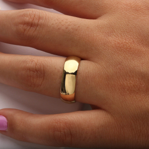 Aliança Comfort Grossa Lisa 6.5mm Ouro 18k