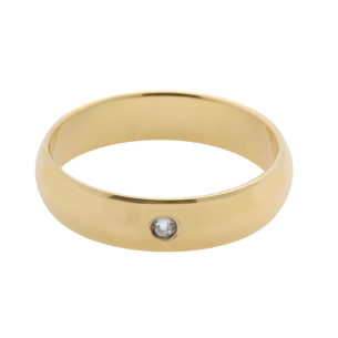 Aliança Abaulada 4mm com Zircônia Ouro 18k
