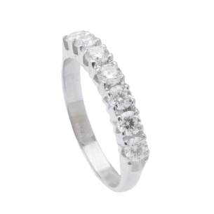 Anel Meia Aliança com Zirconias de 3mm Ouro Branco 18k