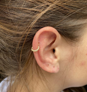 Piercing Argola Coração Cravejado Ouro 18k