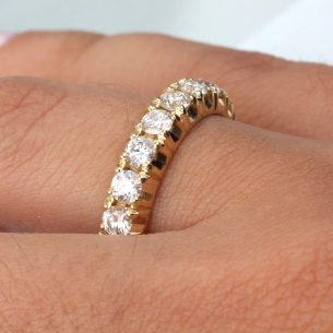 Anel Aliança Cravejada Inteira 3mm Ouro 18k
