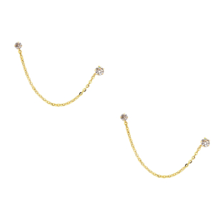 Brinco e Piercing Ponto de Luz Duplo Ouro 18k