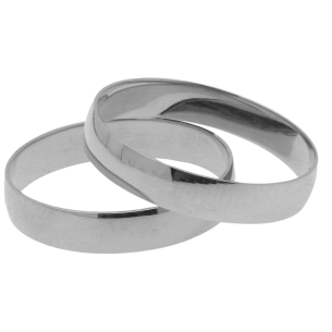 Par Aliança Abaulada Lisa 3.75mm Ouro Branco 18k