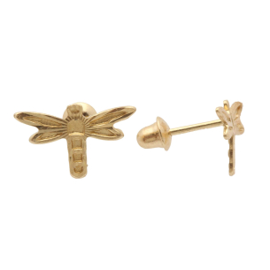 Brinco Baby de Libélula Ouro 18k