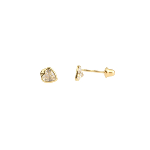 Brinco Baby Coração Cristal Branco Ouro 18k