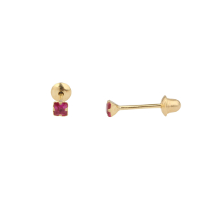 Brinco Baby Quadradinho Pink Ouro 18k