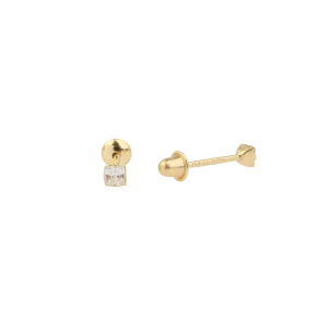 Brinco Baby Quadradinho Branco Ouro 18k