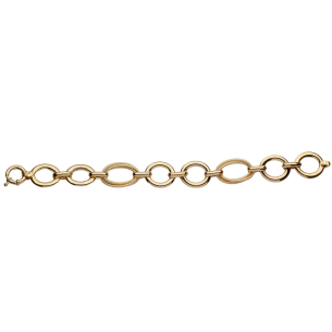 Pulseira Mix de Malhas com Elos Lisos e Trabalhados 20cm Ouro 18k