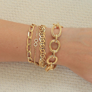 Pulseira Romana Achatada Larga 19cm Ouro 18k