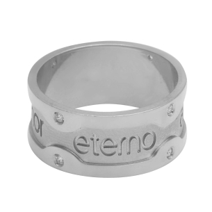 Aliança Amor Eterno com Pedras Ouro Branco 18k