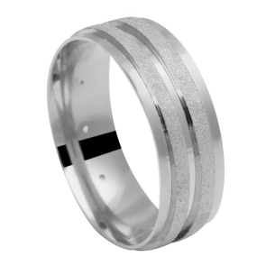 Aliança Comfort com Pedras e Detalhes Diamantados Ouro Branco 18k