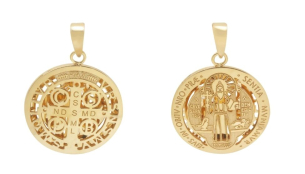 Pingente São Bento Dupla Face Pequeno Ouro 18k