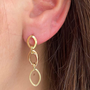Brinco Argolas Diamantadas Bicolor Ouro 18k