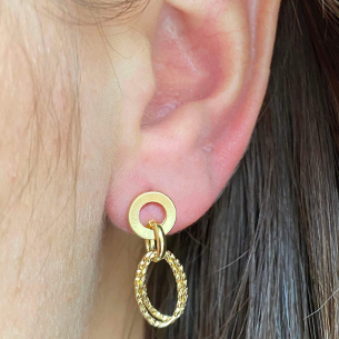 Brinco Argolas Diamantadas Ouro 18k