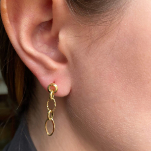 Brinco Elos Estilizados Ouro 18k