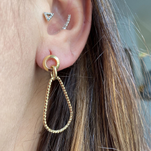 Brinco Gota Diamantada Ouro 18k