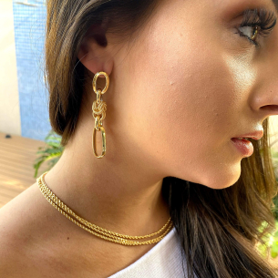 Brinco Argolas Mistas e Trabalhadas Ouro 18k