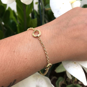 Pulseira Potuguesa com Detalhes em Elos Maiores 20cm Ouro 18k