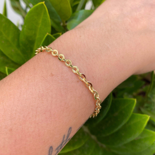 Pulseira Bailarina Grossa 19cm Ouro 18k