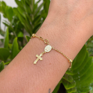 Pulseira Portuguesa Terço Ouro 18k