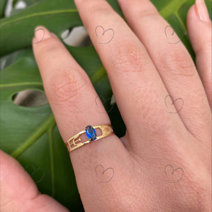 Anel Formatura Aro Duplo Oval Psicologia Ouro 18k