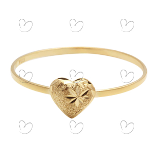 Anel Coração Fosco com Detalhe Diamantado Ouro 18k