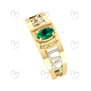 Anel Formatura Medicina Oval 3mm x 5mm Ouro 18k