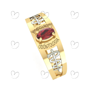 Anel Formatura Odontologia Oval 3mm x 5mm Ouro 18k