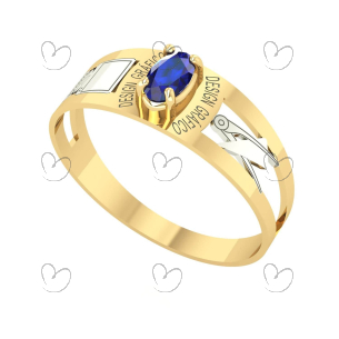 Anel Formatura Designer Gráfico Oval 3mm x 5mm Ouro 18k