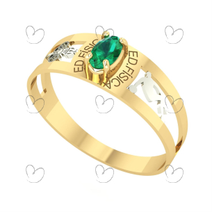 Anel Formatura Educação Física Oval 3mm x 5mm Ouro 18k