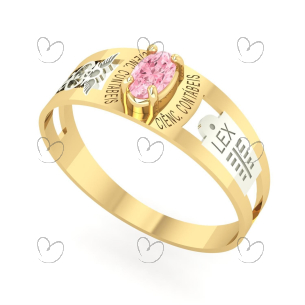 Anel Formatura Ciências Contábeis Oval 3mm x 5mm Ouro 18k