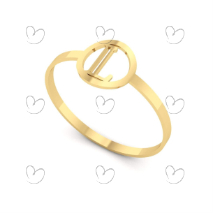 Anel Letra Círculo Personalizada Ouro 18k