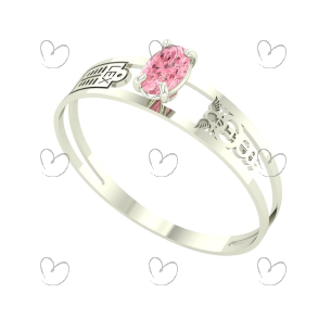 Anel Formatura Aro Duplo Oval Ciências Contábeis Ouro Branco 18k