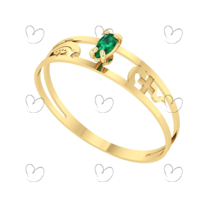 Anel Formatura Aro Duplo Gota Pequena Enfermagem Ouro 18k