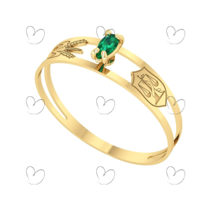 Anel Formatura Aro Duplo Gota Pequena Nutrição Ouro 18k