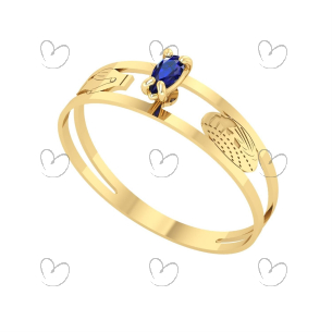 Anel Formatura Aro Duplo Gota Pequena Relações Internacionais Ouro 18k