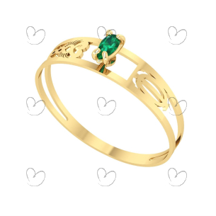 Anel Formatura Aro Duplo Gota Pequena Terapia Ocupacional Ouro 18k