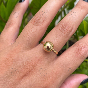 Anel Bola Lisa 9mm Ouro 18k