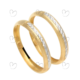 Anel Par de Aparador Diamantado Bicolor Ouro 18k