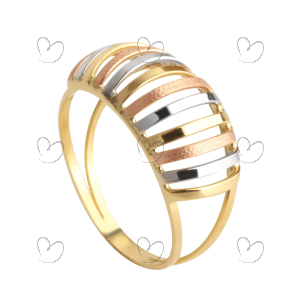 Anel Aro Duplo Tricolor Ouro 18k