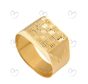 Anel Masculino Serrilhado Horizontal Ouro 18k